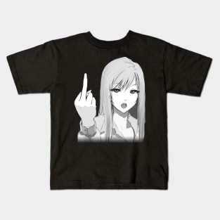 Middle finger anime kawaii girl Kids T-Shirt